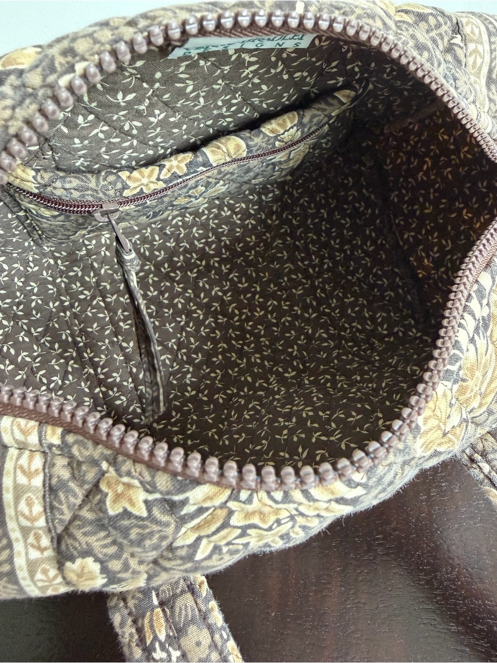 Vera Bradley Quilted Floral Mini Shoulder Bag in Brown and Tan - Picture 4 of 5